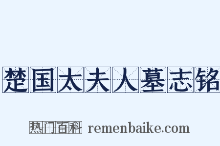 楚国太夫人墓志铭是什么意思的图片